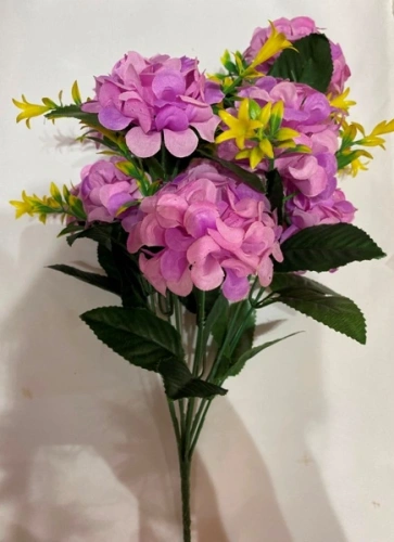 Искусственные цветы "Цветочная мелодия" Гортензии 40см 10 цветков сиреневые