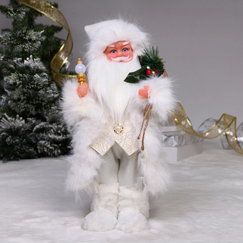 Дед Мороз - Лесовичок "Хранитель леса" 40 см, Белый