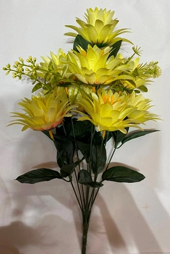 Искусственные цветы "Цветочная мелодия" Астры 50см 9 цветков желтые