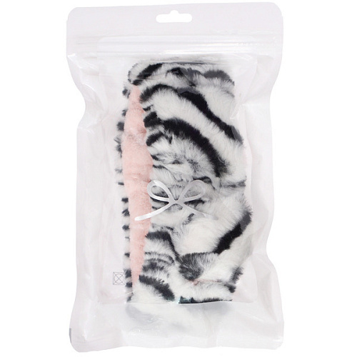 Повязка на голову косметическая ДАЙМОНД РУШ, тигрица, цвет серый и коричневый, 2055см (ZIP пакет)_5