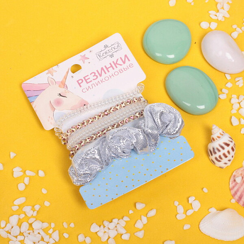 Резинки для волос 5шт The Star Collection, цвет серебро, d-6см (блистер Единорог)_3