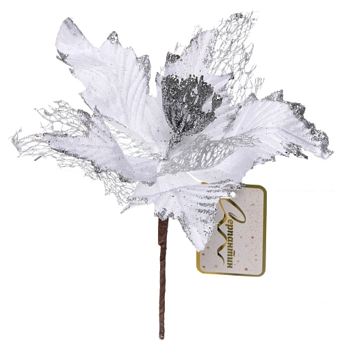 Украшение новогоднее Пуансеттия - Сказка 23 см, Белый_3