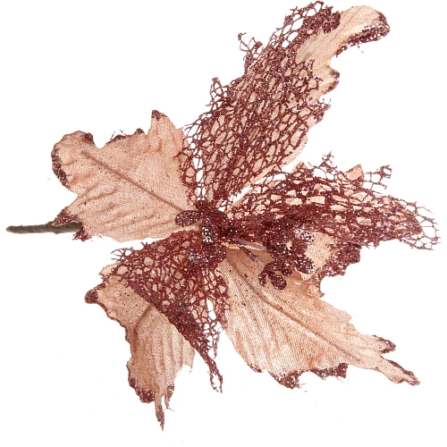 Украшение новогоднее Пуансеттия-Нежность 23 см, Розовое золото_3