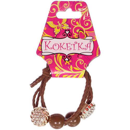 Резинки для волос 2шт ФАНТЕЭГРО, цветочек, цвет черный, молочный и коричневый, d-55см (Кокетка)_4