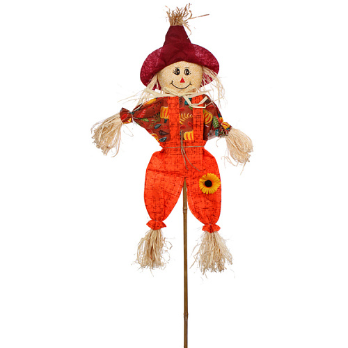 Фигура садовая "Пугало - Ричи" в бордовой шляпе 52 (75) см ДоброСад