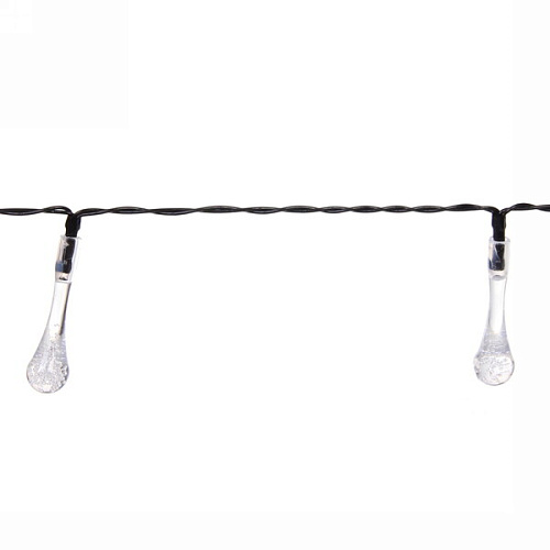 Гирлянда для улицы Капля росы 3 м 20 ламп LED чёрный провод, 2 реж,IP55, Теплый белый (солнечная батарея)_7