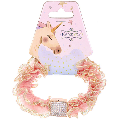 Резинка для волос 1шт МАЛЬТА, квадратик, микс 5 цветов, d-5см (подвес Единорог)_3