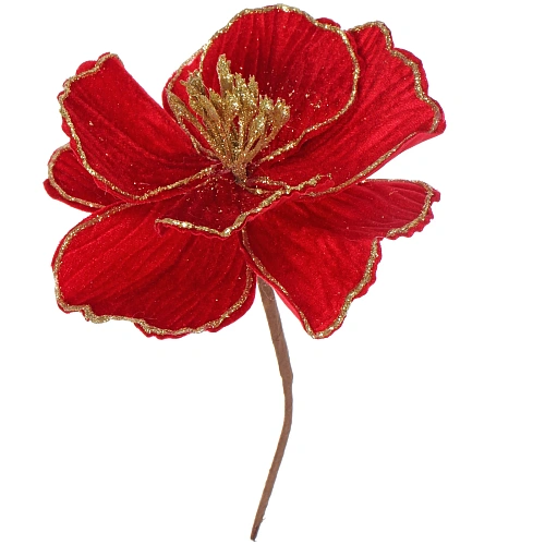 Украшение новогоднее Пуансеттия - Изящная 16 см, КрасныйЗолото_3