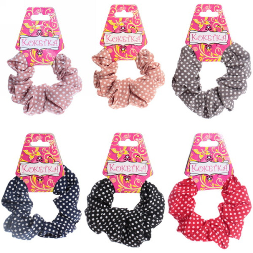 Резинка для волос "Collection School", принт горошек, микс 6 цветов, d-9см