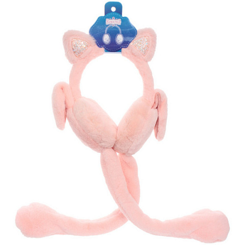 Наушники меховые с двигающимися ушками Salon Teplo, кошечка, цвет розовый персик, ( подвес Ultramarine)_10