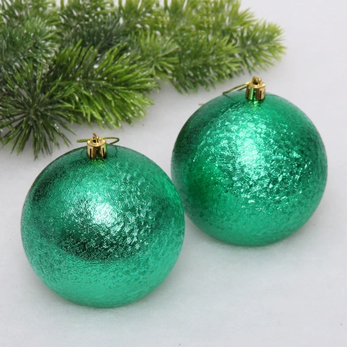 Новогодние шары 10см (набор 2шт) "Мягкий блеск", зеленый