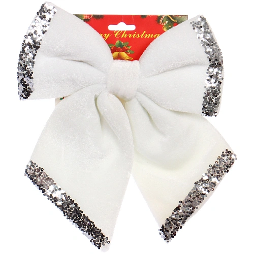 Бант на ёлку Блеск 2025 см,  микс (белыймолочный)_3