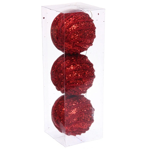 Новогодние шары GLAME - Блестящий мир 8 см (набор 3 шт), Красный_3
