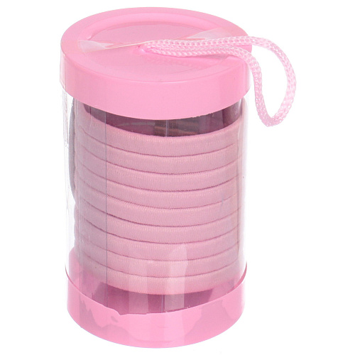 Резинки для волос в тубе 9шт Кокетка - Классика, однотонные, цвет нежно-розовый, d-5 см_5