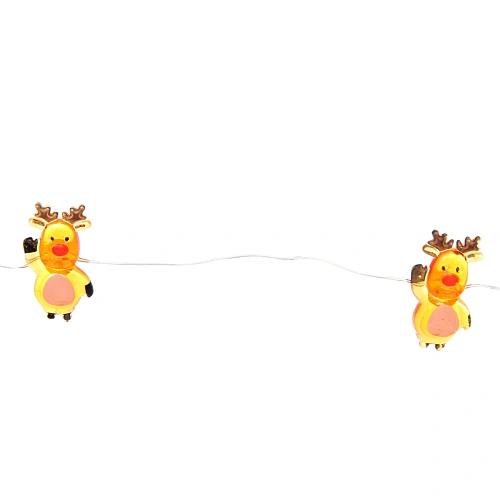 Гирлянда для дома Олень (3,21,8см) на батарейках 2,0 м 20 ламп LED, 1 реж, IP-20, Теплый белый (батарейки CR2032)_9