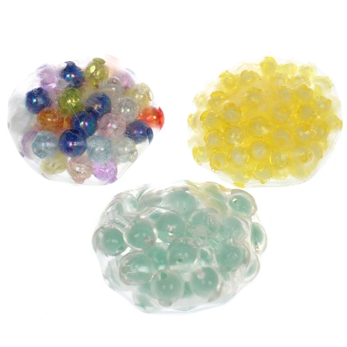 Игрушка "Шарик", 6 см, сквиш с бусинами, микс