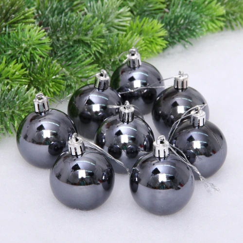 Новогодние шары 5 см (набор 24 шт) "Глянец", графит