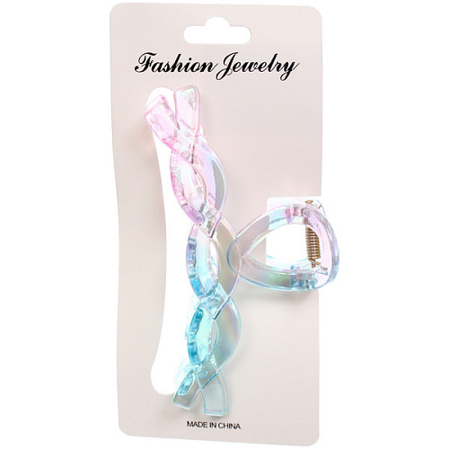 Заколка-краб для волос Мон Пион, косичка, микс 6 цветов, 11см (Блистер)_3