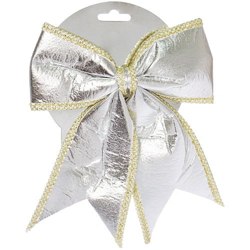 Бант на ёлку Нежность 19228 см, Серебро_3