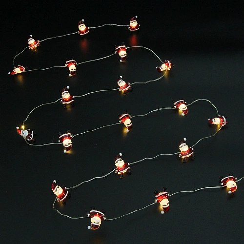 Гирлянда для дома Дед Мороз (3,32,5см) на батарейках 2,0 м 20 ламп LED, 1 реж, IP-20, Теплый белый (батарейки CR2032)_5