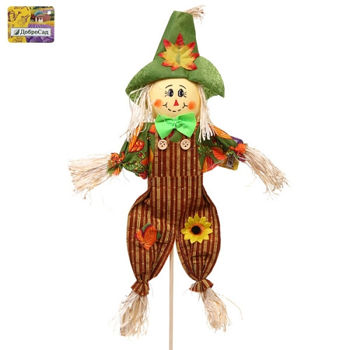 Фигура садовая "Пугало - Миша" в зеленой шляпе 50 (70) см ДоброСад