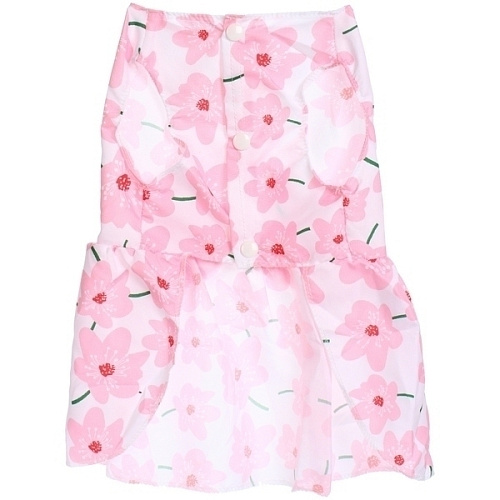 Платье для кошек и собак мелких пород Бонита на прогулке, ромашки розовые, размер ХL, длина спинки 32-34см_11