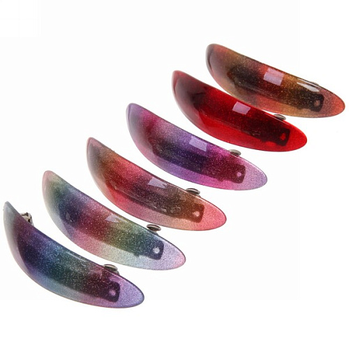 Заколка автомат Lady Collection - Сияние, овал, 6 цветов, 92,5см (Кокетка)_13