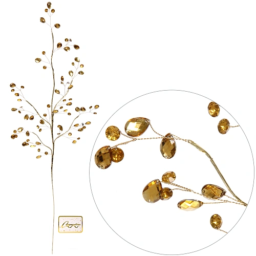 Ветка декоративная "Изящный шарм" 76 см, Золото