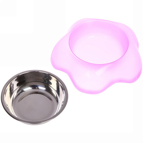 Миска пластиковая с металлической чашкой Цветок 16,54,2см цвет розовый_3