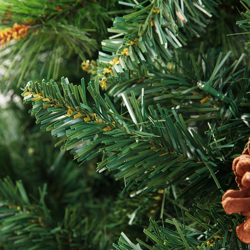 Елка светодиодная Лесная метель 150 см, ПВХ+леска (шишки и напыление), 407 веток, 140 ламп LED, Теплый белый_14