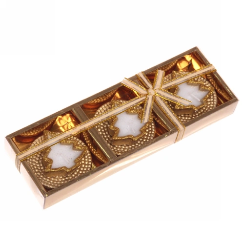 Свечи новогодние "Ёлочка" 25*8,5*3 см (набор 3 шт), золото