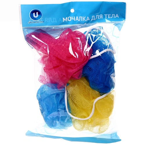 Мочалка для тела полипропиленовая шар Ультрамарин - Забота 4шт в наборе, d-9см_6