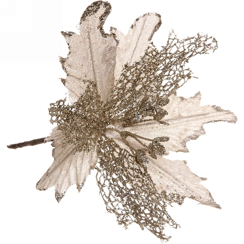 Украшение новогоднее Пуансеттия-Нежность 23 см, Шампань_4