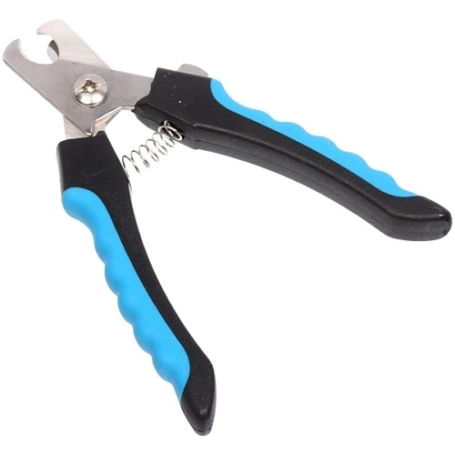 Когтерез для животных ЗООУЛЬТРА, пружинный механизм, ручки прорезиненные - волна, цвет чёрный  голубой, 16см_11