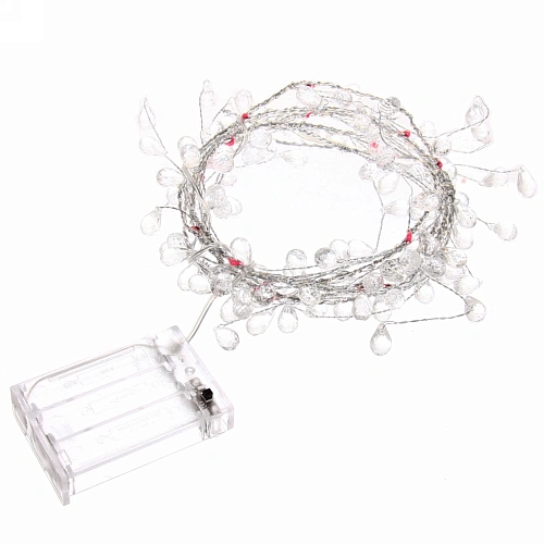 Гирлянда на батарейках 1,5 м 18 ламп LED Сверкающие хрусталики (от 3ААА), Розовый_9