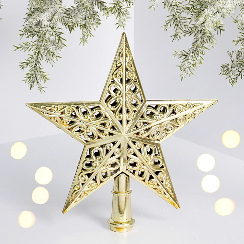 Звезда на ёлку 20 см "Зимний узор" золото