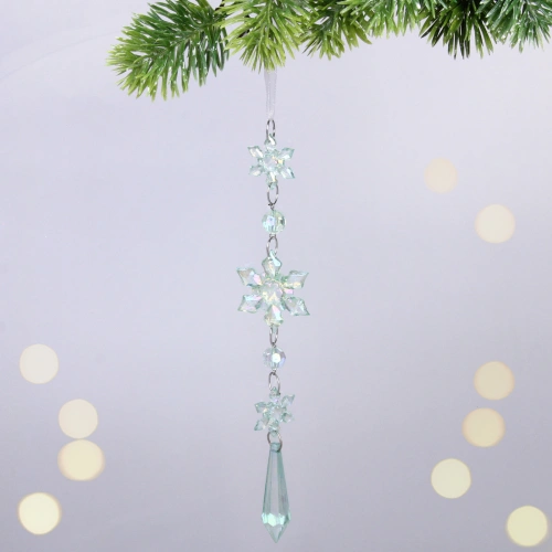 Подвеска "Хрустальная снежинка" 4,5*22 см, Зелёный