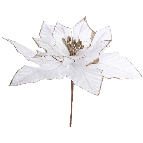 Украшение новогоднее Пуансеттия - Фурия 26 см, Белый_3