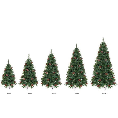 Елка светодиодная Лесная метель 180 см, ПВХ+леска (шишки и напыление), 671 ветка, 190 ламп LED, Теплый белый_5