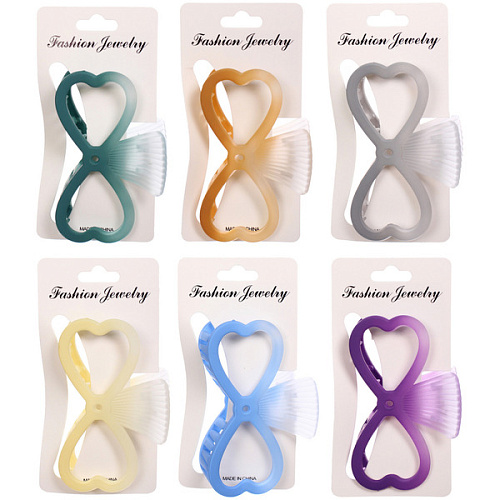 Заколка-краб для волос Мон Ляруш, бантик, микс 6 цветов, 9,5см (Блистер)_7