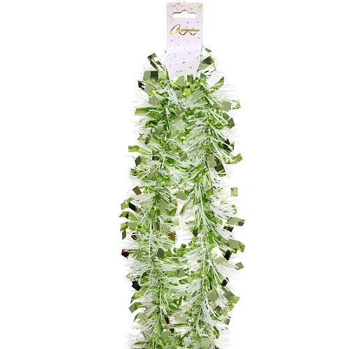 Мишура Блеск 2 м 9 см, ЗеленыйБелый_4