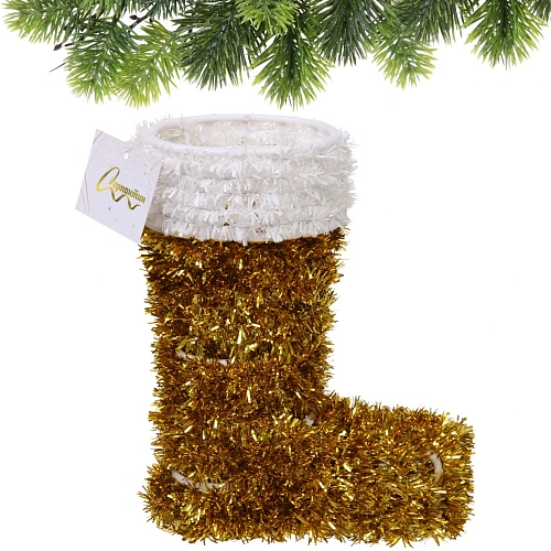 Украшение фольгированное Зимний ботиночек 22177 см, золото_3