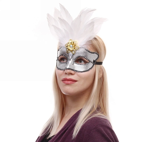Маска карнавальная Зимний бал, серебро_5