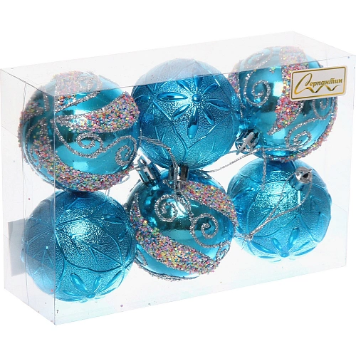 Набор шаров Шарм 6 см (в наборе 6 шт), Лазурный_2