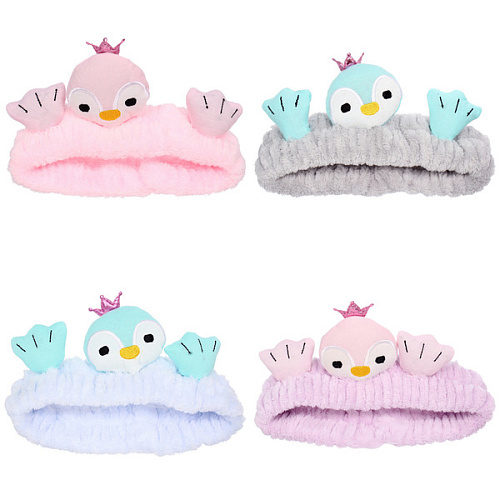 Повязка на голову косметическая ДАЙМОНД РУШ, цвет лавандовый, пудровый, небесный и серый, 2055см (ZIP пакет)_15