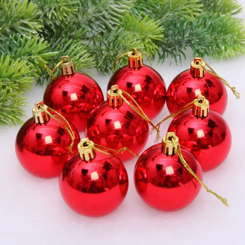 Новогодние шары 5 см (набор 24 шт) "Глянец", красный