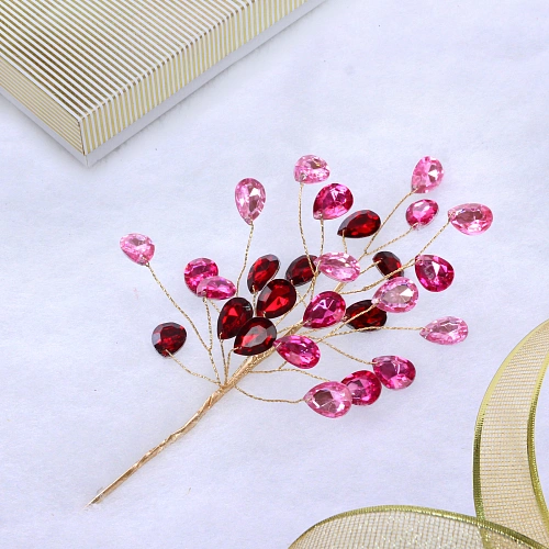 Ветка декоративная "Сказочные переливы" 23 см, Розовый/Рубин