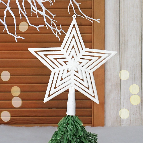 Звезда на ёлку "Полоса блеска" 21*24 см, Белый