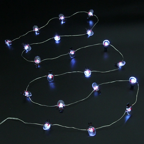 Гирлянда для дома Снеговичок (32,2см) на батарейках 2,0 м 20 ламп LED, 1 реж, IP-20, Белый (батарейки CR2032)_5