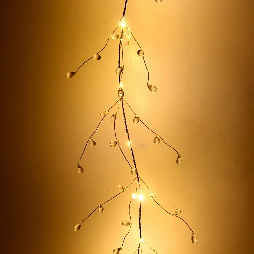 Гирлянда на батарейках 1,5 м 18 ламп LED Сверкающие хрусталики (от 3ААА), Теплый белый_5